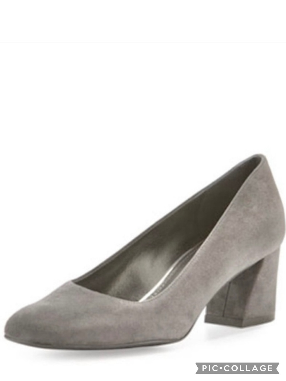 Stuart Weitzman Mary Pumps Suede Block Heel Gray 6W Classic Quiet Luxury